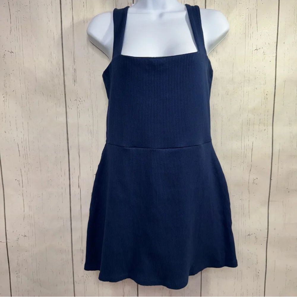 Pink Victorias Secret Navy Romper Dress Pockets Skort Casual Athleisure Ribbed